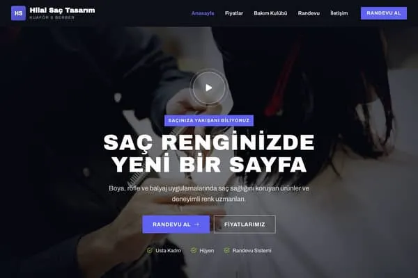 Kuaför & Berber web sitesi teması: Hilal Saç Tasarım
